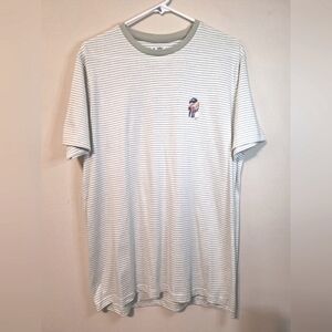 NWOT Denim & Flower Ricky Singh large green white teddy bear stripped t-shirt